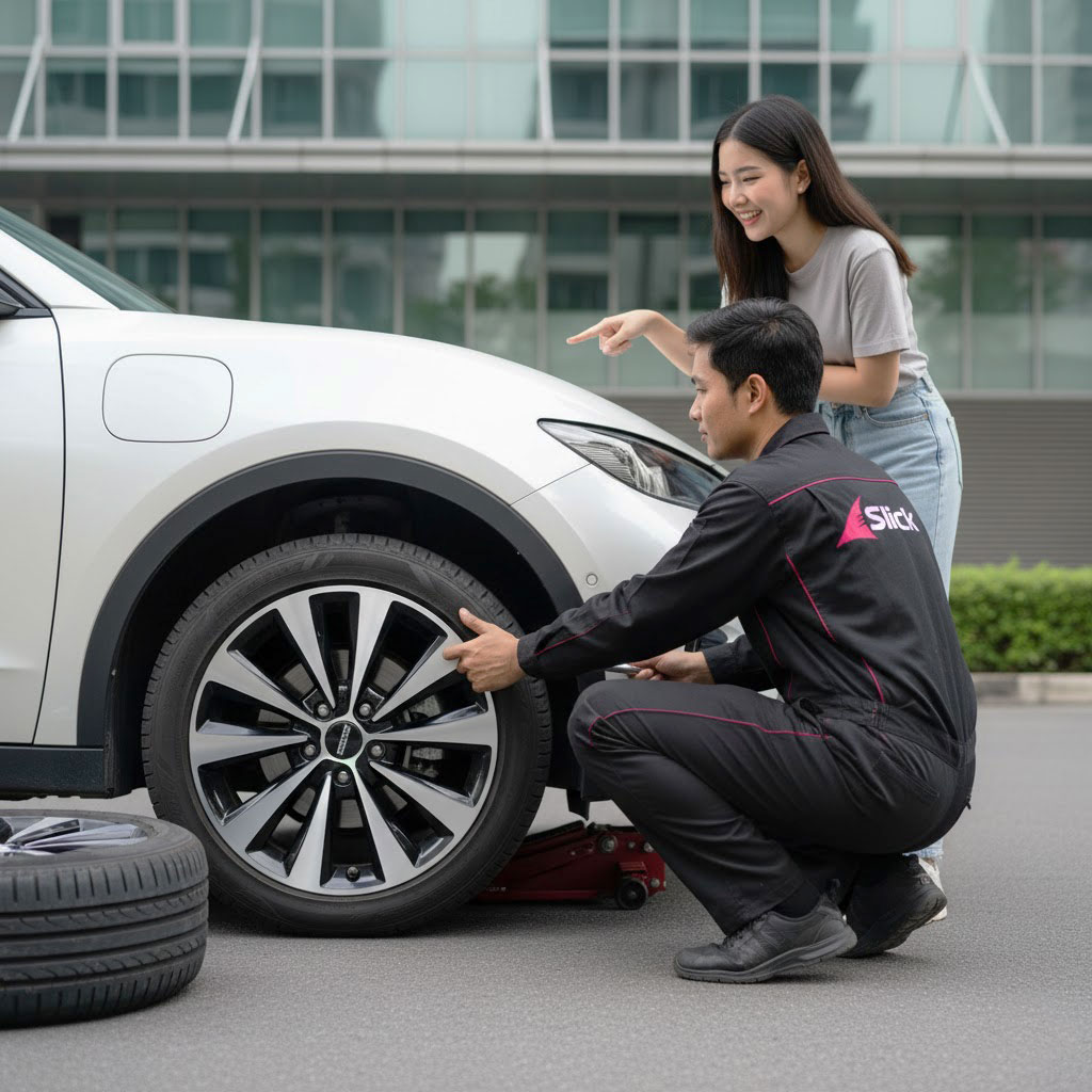 บริการเปลี่ยนยางรถ EV ถึงที่