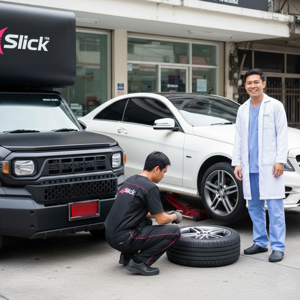 เปลี่ยนยางรถคุณหมอ ถึงบ้าน ถึงที่