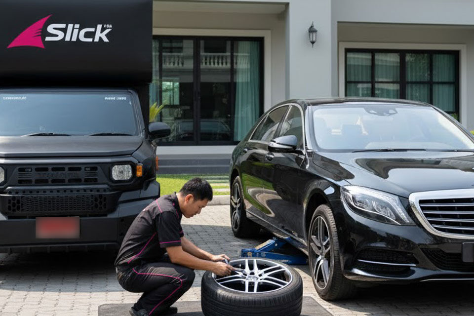 เปลี่ยนยางรถ Benz ถึงที่