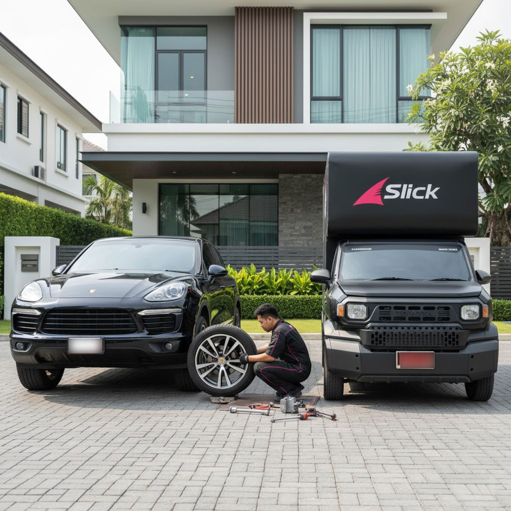 เปลี่ยนยาง Porsche Cayenne ถึงบ้าน