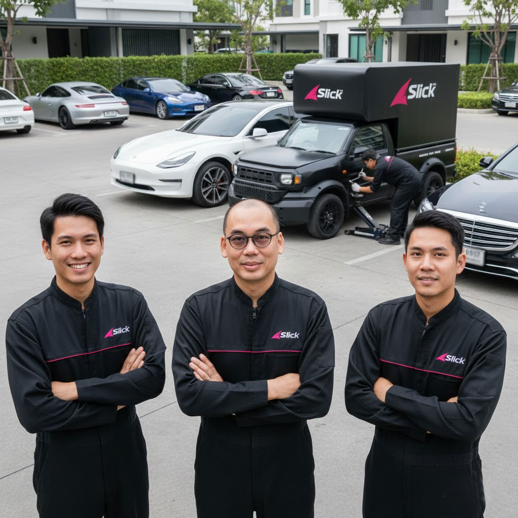 Slick ทีมงานมืออาชีพ บริการเปลี่ยนยางถึงบ้าน