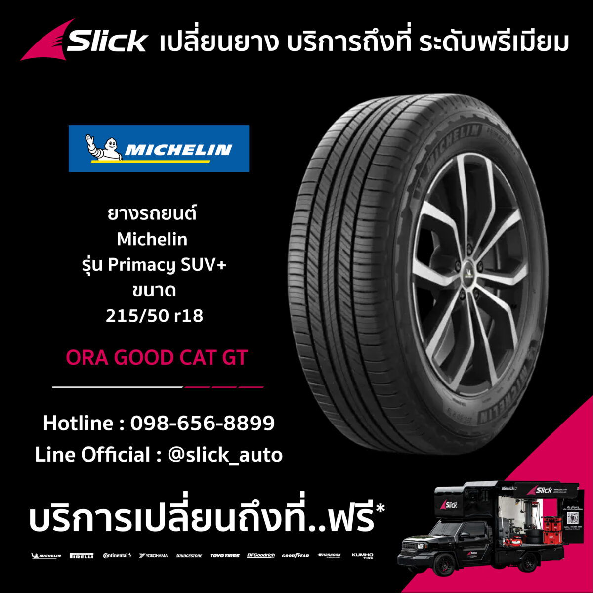 Slick ora good cat Michelin Primacy SUV 215 50 r18 09